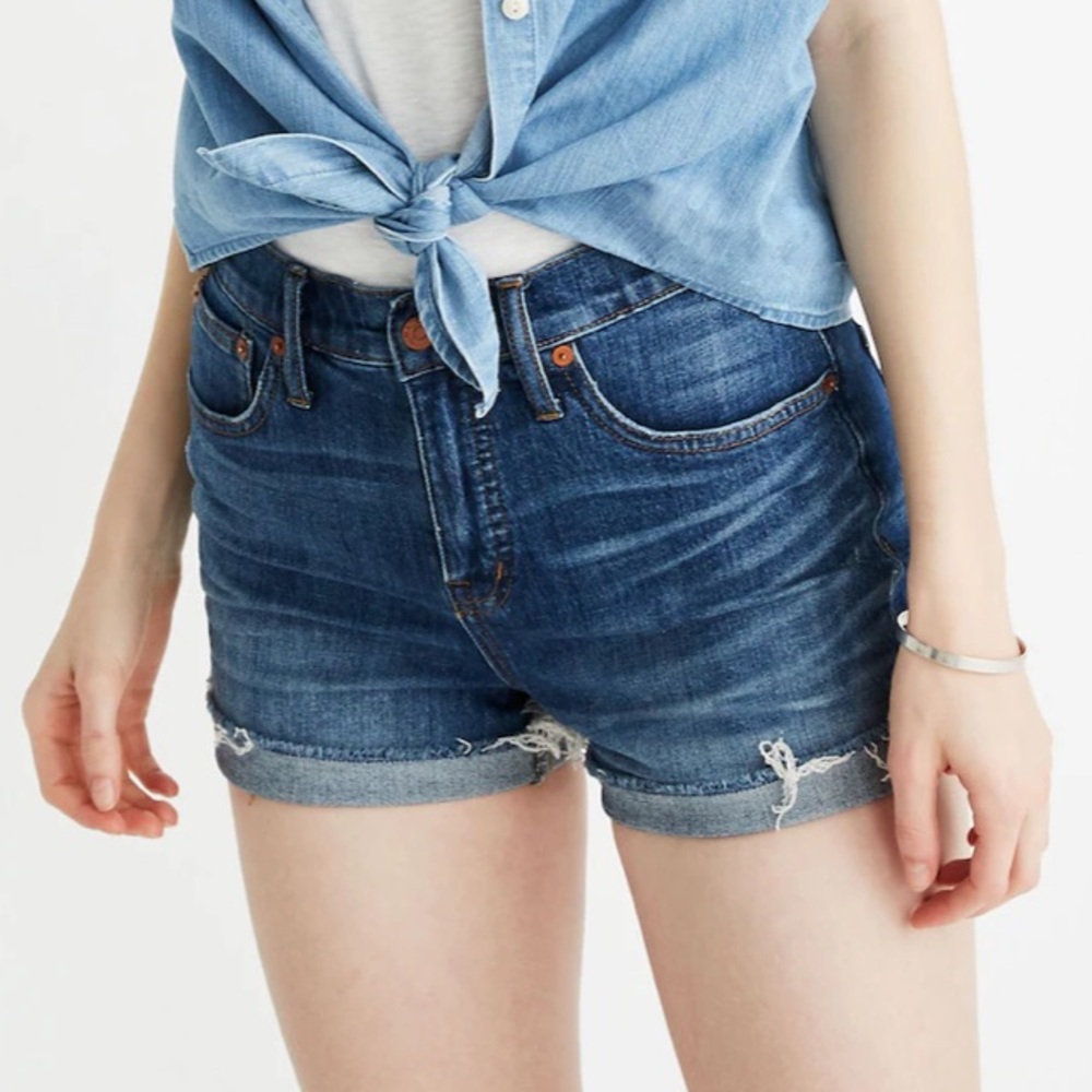 Madewell High-Rise Denim Shorts in Glenoaks Wash: Cutoff Edition Sz 30